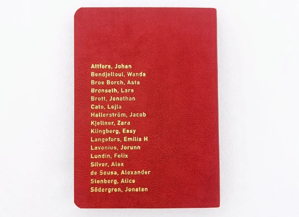 Back cover of L'amour - La mort No. 13 Travelers from Stockholm, Sweden. List of contributors, including the musician Alex Silver.
